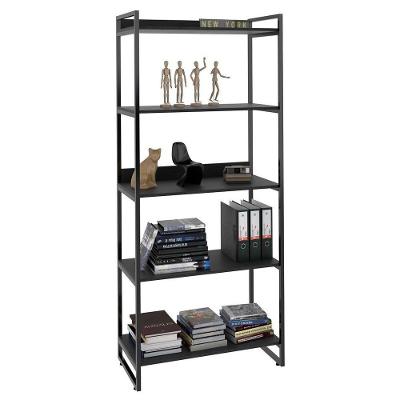 Estante Livreiro Multiuso Prisma Estilo Industrial 80cm 5 Prateleiras C08 Preto Onix