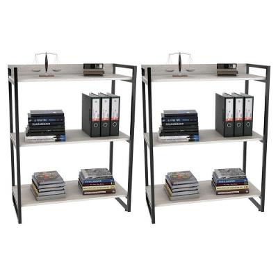 Kit 2 Estantes Livreiro Multi Prisma Estilo Industrial 80cm 3 Prateleiras C08 Snow