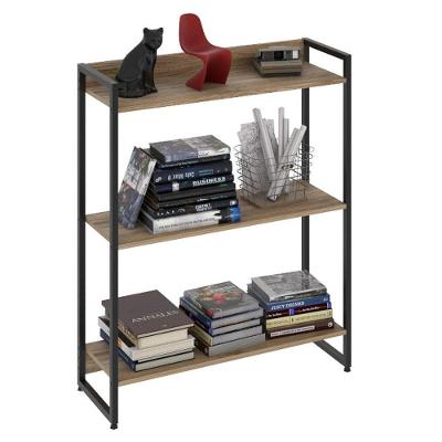 Estante Livreiro Multi Dynamica Industrial 80cm 3 Prateleiras C08 Carvalho