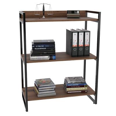 Estante Livreiro Multi Prisma Estilo Industrial 80cm 3 Prateleiras C08 Nogal - Mpozenato