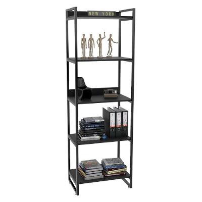 Estante Livreiro Multi Prisma Estilo Industrial 60cm 5 Prateleiras C08 Preto Onix - Mpozenato