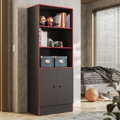 Armario Livreiro Gamer 4095 2 Portas E 3 Prateleiras Preto/Vermelho Preto/Vermelho