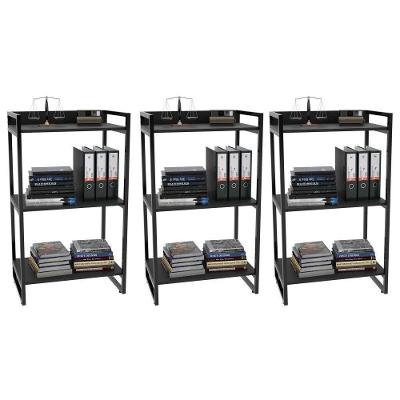Kit 3 Estantes Livreiro Multi Prisma 60Cm 3 Prateleiras Preto Onix