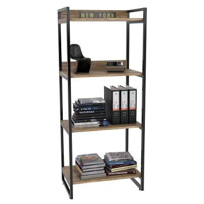 Estante Livreiro Multi Prisma Estilo Industrial 60cm 4 Prateleiras C08 Carvalho - Mpozenato