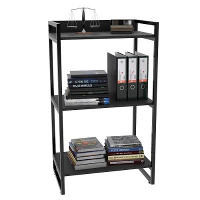 Kit 2 Estantes Livreiro Multiuso Prisma 60Cm 3 Prateleiras Preto Onix
