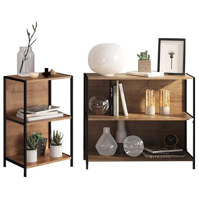 Kit 2 Estantes Livreiros Estilo Industrial Steel Quadra Vermont Base Preto - Artesano