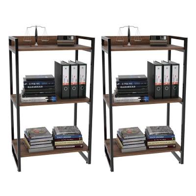 Kit 2 Estantes Livreiro 60Cm 3 Prateleiras Nogal