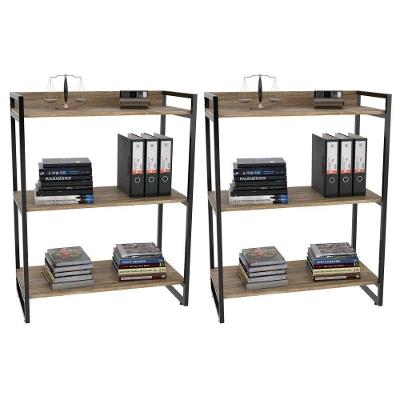 2 Estantes Livreiro 80Cm 3 Prateleiras Carvalho