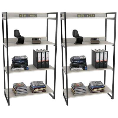 Kit 2 Estantes Livreiro 80Cm 4 Prateleiras Snow