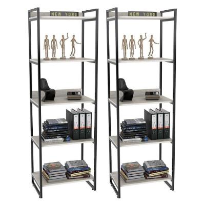 Kit 2 Estantes Livreiro 60Cm 5 Prateleiras Snow