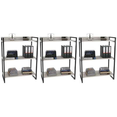 Kit 3 Estantes Livreiro Multiuso Prisma Estilo Industrial 80Cm 3 Prateleiras C08 Snow - Mpozenato