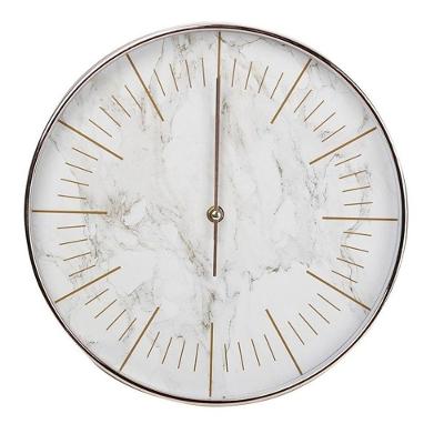 Relógio De Parede Rose Gold 30cm Fundo Em Desenhos De Mármore