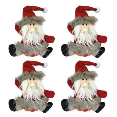 Kit 4 Bonecos Papai Noel Pelúcia 16cm Enfeite árvore Natal