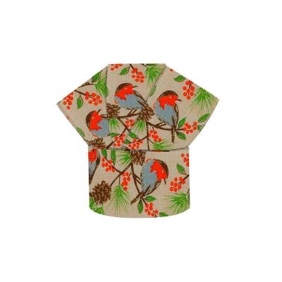 Fita Aramada Natal Tecido Pinhas E Pássaros 6cm X 3 M