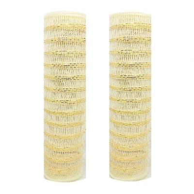 Kit Tela Natal Fita 25cm X 5 Metros Creme Fio Dourado 2 Pc