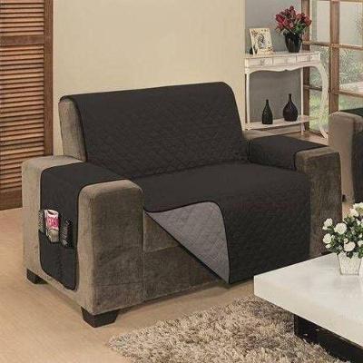 Protetor De Sofá Dupla Face Impermeável Mr 2 Lugares King - Preto-cinza