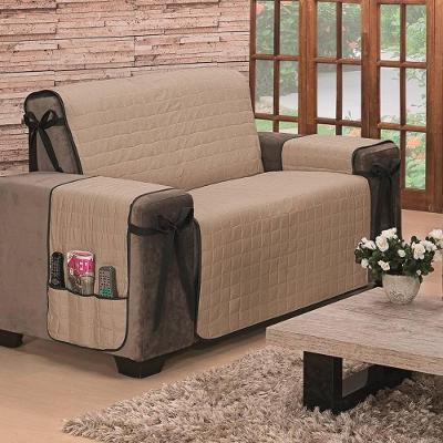Protetor De Sofá Dupla Face Premium 2 Lugares - Preto-cáqui