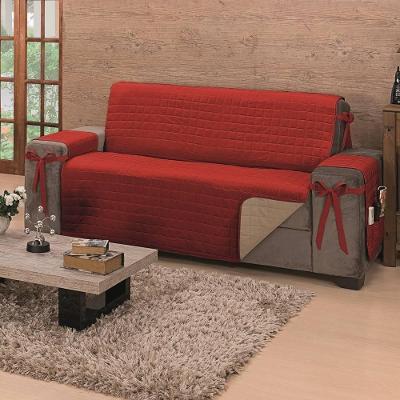 Protetor De Sofá Dupla Face Premium 2 E 3 Lugares King - Vermelho-cáqui