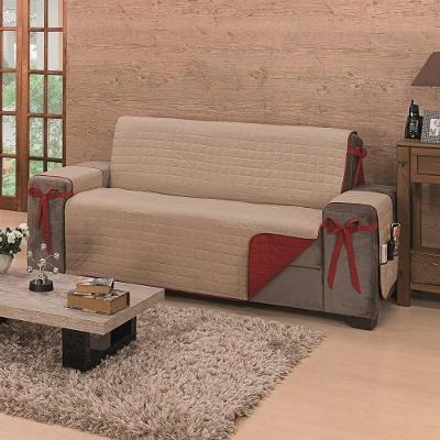 Protetor De Sofá Dupla Face Premium 3 Lugares King - Vermelho-cáqui