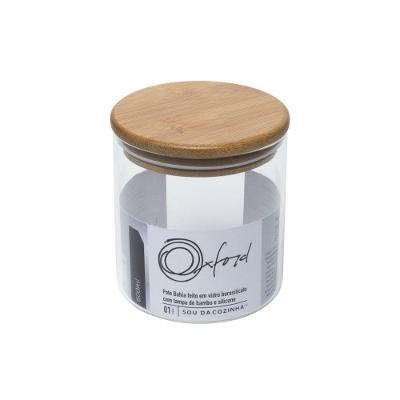 Pote De Vidro Borosilicato Com Tampa De Bambu 600 Ml Oxford