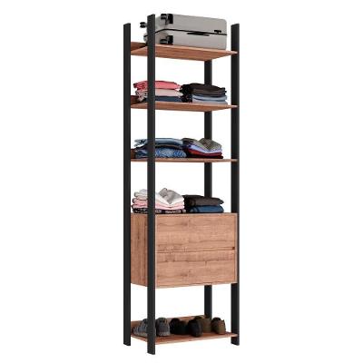 Closet 2 Gavetas 4 Prateleiras Industrial F04 Preto/solanum