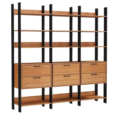 Kit 3 Closets Guarda Roupa 6 Gavetas 220x73 Cm Freijó Preto