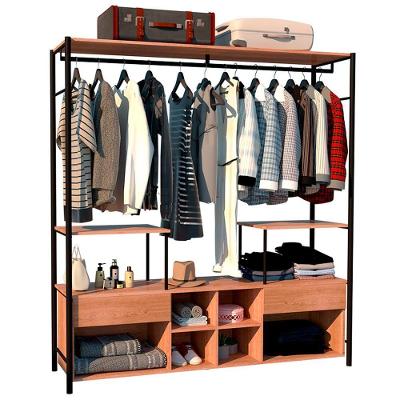 Guarda Roupa Closet Casal Barcelona Industrial 174Cm 02 Gavetas Demolição Preto - Abmaza