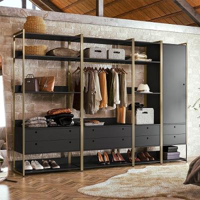 Closet Casal Modulado Completo Industrial Aberto Olivar - Preto - Cor: Preto