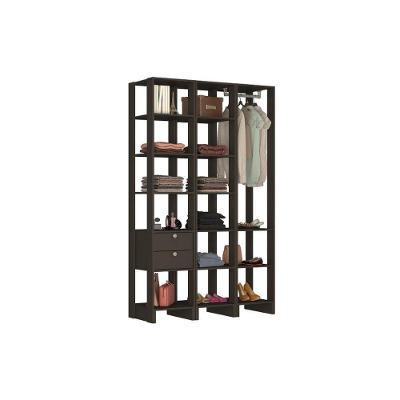 Closet Multi Yes Com Cabideiro 2 Gavetas E 14 Prateleiras Nova Mobile Grafite Intenso