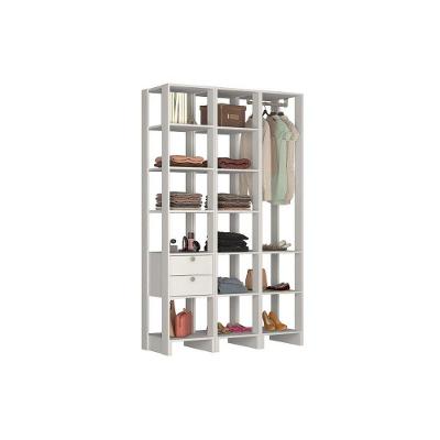 Closet Multi Yes Com Cabideiro 2 Gavetas E 14 Prateleiras Nova Mobile Branco