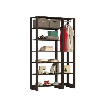 Smart Closet Yes Com Cabideiro E 9 Prateleiras Nova Mobile Grafite Intenso