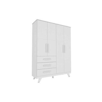Guarda Roupa Bebê Retrô c/ 4 Portas e 3 Gavetas Branco - Peroba