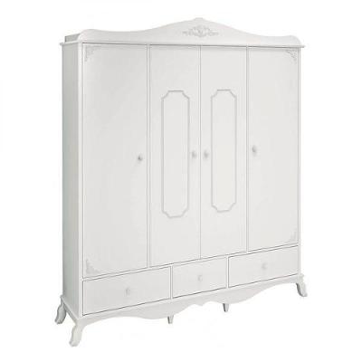 Roupeiro 4 Portas Provençal Realeza Branco Acetinado Canaã