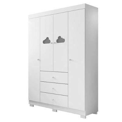 Guarda Roupa Infantil Com 4 Portas E 3 Gavetas Ane Cor Branco Phoenix Baby