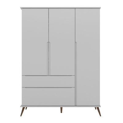 Guarda Roupa Infantil Com 3 Portas E 2 Gavetas Melinda Cor Cinza Phoenix Baby