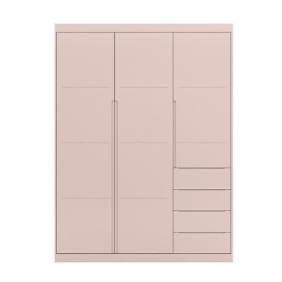 Guarda Roupa Infantil Com 3 Portas E 4 Gavetas Pérola Cor Rose Phoenix Baby