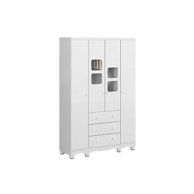 Guarda Roupa Infantil Uli c/ 4 Portas e 3 Gavetas Branco - Peroba