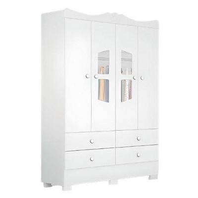 Roupeiro Infantil 4 Portas E 4 Gavetas Tuboarte Branco