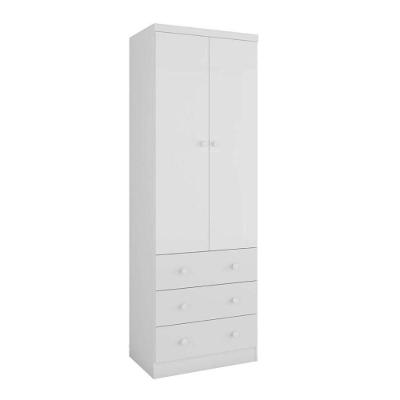 Guarda-Roupa Infantil 2 Portas E 3 Gavetas Smim New Móveis Peroba Branco Brilho
