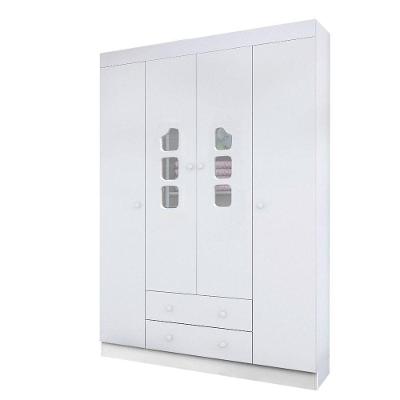 Guarda Roupa Infantil Com 4 Porta E 2 Gavetas Lívia Cor Branco Phoenix Baby