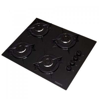 Cooktop 4 Bocas à Gás Mesa De Vidro Temperado 6mm Preto Biv