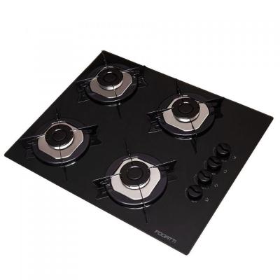 Cooktop 4 Bocas à Gás Mesa De Vidro Temperado 6mm Preto Biv
