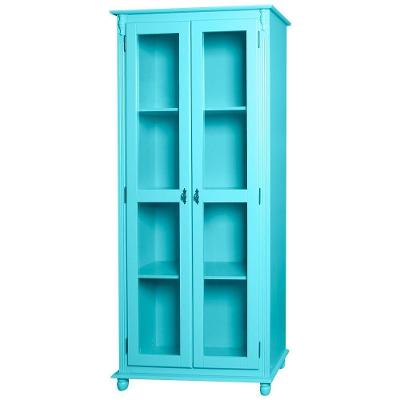 Cristaleira Lateral Com 2 Portas de Vidro e 3 Prateleiras 300 Azul Céu