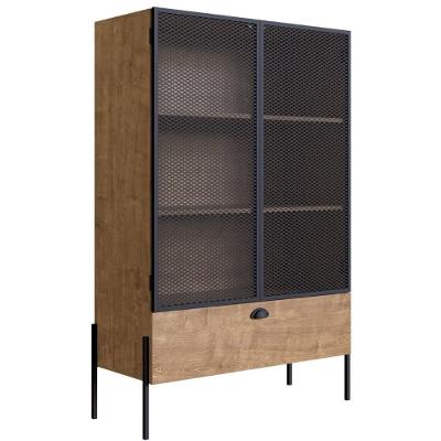 Cristaleira Industrial York Artesano 93 (Largura) Em Mdp Vermont Duas Portas Aço Preto