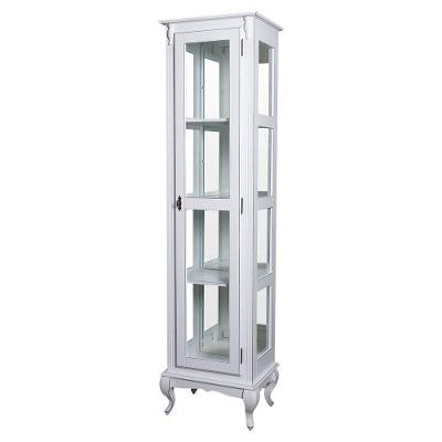 Cristaleira Torre Lateral Com 1 Porta de Vidro e 3 Prateleiras Com Espelhos 1077-e Cera Clara