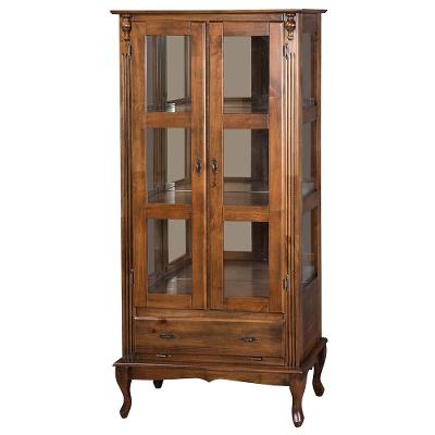 Cristaleira Antique Alta Lateral Com 2 Portas de Vidro e 1 Gaveta 1001e Imbuia Verniz