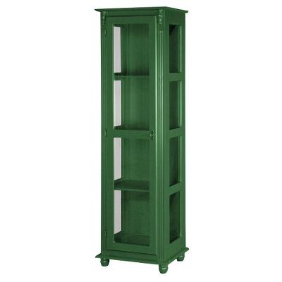 Cristaleira Torre Lateral Com 1 Porta de Vidro e 3 Prateleiras 108 Verde Chá