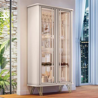 Cristaleira Decorativo Com Led Portas De Vidro Texas Off White G26 - Gran Belo
