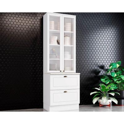 Módulo Cozinha Henn Americana Cristaleira C- 2 Portas (2 C-vidro) C- 2 Gavetas Branco