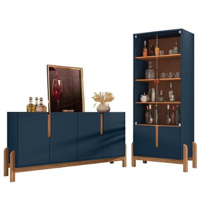 Cristaleira 050519 E Buffet 050518 Para Sala Azul Cobalto Cedro Dcasa Azul Cobalto Cedro